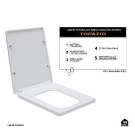 Assento Termofixo com Soft Close para Vaso Sanitário Topázio - Branco
