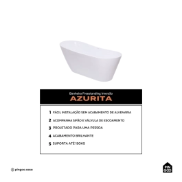 Banheira Freestanding Imersão Acrílico 165 cm Azurita Branco