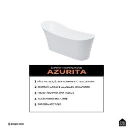 Banheira Freestanding Imersão Acrílico 165 cm Azurita Branco