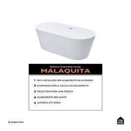 Banheira Freestanding Imersão Acrílico 169 cm Malaquita Branco