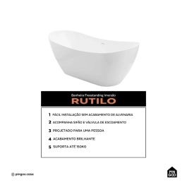 Banheira Freestanding Imersão Acrílico 170 cm Rutilo Branco
