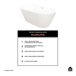 Banheira Freestanding Imersao 148,5 cm Gurupá Pingoo.casa - Branco