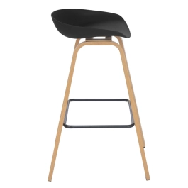 Banqueta alta para bancada Cassia com base de madeira 78 cm - Preto