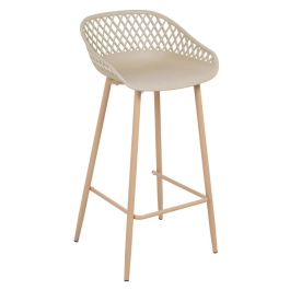 Banqueta alta para bancada Clarice Cloe com base de metal - Nude