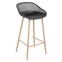 Banqueta alta para bancada Clarice Cloe com base de metal - Preto