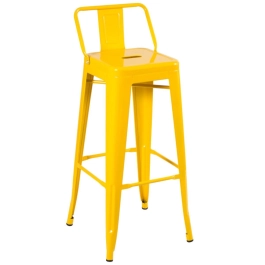 Banqueta alta para bancada Iron Tolix com encosto 76 cm - Amarelo