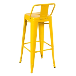 Banqueta alta para bancada Iron Tolix com encosto 76 cm - Amarelo