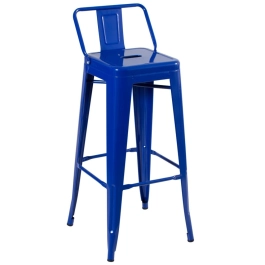 Banqueta alta para bancada Iron Tolix com encosto 76 cm – Azul escuro