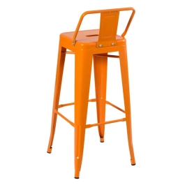 Banqueta alta para bancada Iron Tolix com encosto 76 cm – Laranja
