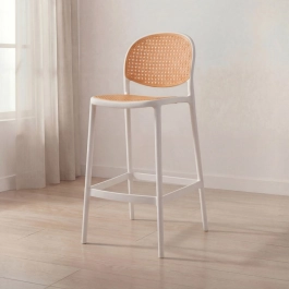Banqueta alta para bancada Mumbai com assento anatômico 78 cm – Branco