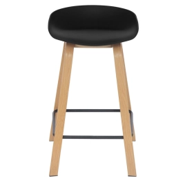 Banqueta média para bancada Cassia com base de madeira 66 cm - Preto