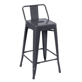 Banqueta média para bancada Iron Tolix com encosto 66 cm - Cinza escuro
