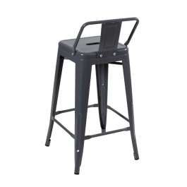 Banqueta média para bancada Iron Tolix com encosto 66 cm - Cinza escuro