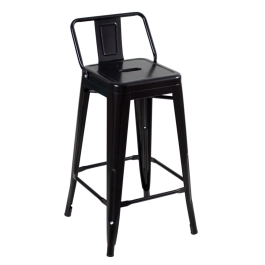Banqueta média para bancada Iron Tolix com encosto 66 cm - Preto