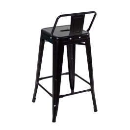 Banqueta média para bancada Iron Tolix com encosto 66 cm - Preto