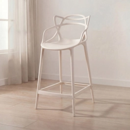 Banqueta média para bancada Master Allegra em Polipropileno 66 cm - Creme