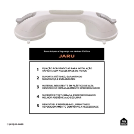 Barra de Apoio e Segurança com Ventosa 30 cm Jaru Pingoo.casa - Branco