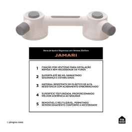 Barra de Apoio e Segurança com Ventosa 32 cm Jamari Pingoo.casa - Branco