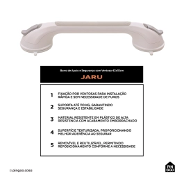 Barra de Apoio e Segurança com Ventosa 42 cm Jaru Pingoo.casa - Branco