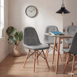 Cadeira de jantar Charles Eames Eiffel Botonê Estofada - Cinza