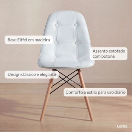 Cadeira de jantar Charles Eames Eiffel Botonê Estofada - Cinza claro