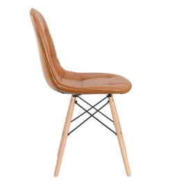 Cadeira de jantar Charles Eames Eiffel Botonê Estofada - Marrom caramelo Cadeira de jantar Charles Eames Eiffel Botonê Estofada - Marrom caramelo