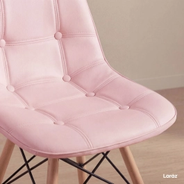 Cadeira de jantar Charles Eames Eiffel Botonê Estofada - Rosa claro