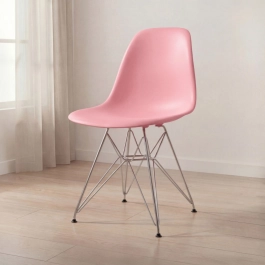 Cadeira de jantar Charles Eames Eiffel DKR em Polipropileno - Rosa claro