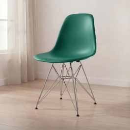 Cadeira de jantar Charles Eames Eiffel DKR em Polipropileno - Verde escuro
