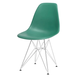 Cadeira de jantar Charles Eames Eiffel DKR em Polipropileno - Verde escuro