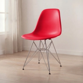 Cadeira de jantar Charles Eames Eiffel DKR em Polipropileno - Vermelho