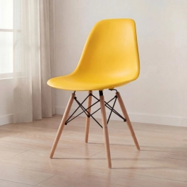 Cadeira de jantar Charles Eames Eiffel DSW em Polipropileno - Amarelo