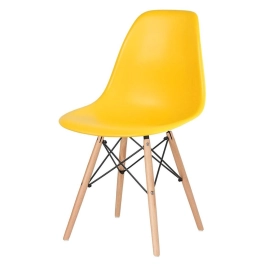 Cadeira de jantar Charles Eames Eiffel DSW em Polipropileno - Amarelo