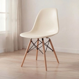 Cadeira de jantar Charles Eames Eiffel DSW em Polipropileno - Creme