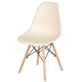 Cadeira de jantar Charles Eames Eiffel DSW em Polipropileno - Creme