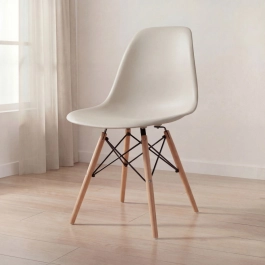Cadeira de jantar Charles Eames Eiffel DSW em Polipropileno - Nude