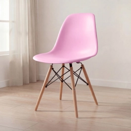 Cadeira de jantar Charles Eames Eiffel DSW em Polipropileno - Rosa claro