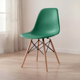 Cadeira de jantar Charles Eames Eiffel DSW em Polipropileno - Verde escuro