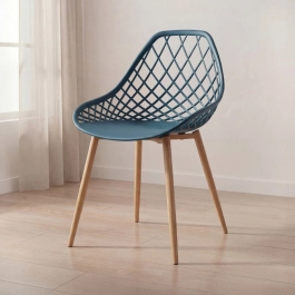 Cadeira de jantar Clarice Cloe com design contemporâneo - Azul petróleo