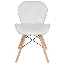 Cadeira de jantar estofada Charles Eames Eiffel Slim Wood confort - Branco