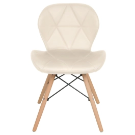 Cadeira de jantar estofada Charles Eames Eiffel Slim Wood confort - Creme Cadeira de jantar estofada Charles Eames Eiffel Slim Wood confort - Creme