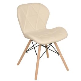 Cadeira de jantar estofada Charles Eames Eiffel Slim Wood confort - Nude