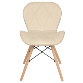 Cadeira de jantar estofada Charles Eames Eiffel Slim Wood confort - Nude Cadeira de jantar estofada Charles Eames Eiffel Slim Wood confort - Nude
