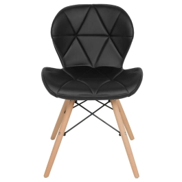Cadeira de jantar estofada Charles Eames Eiffel Slim Wood confort - Preto Cadeira de jantar estofada Charles Eames Eiffel Slim Wood confort - Preto