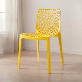 Cadeira de jantar Gruvyer com design contemporâneo e anatômico - Amarelo