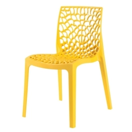 Cadeira de jantar Gruvyer com design contemporâneo e anatômico - Amarelo Cadeira de jantar Gruvyer com design contemporâneo e anatômico - Amarelo