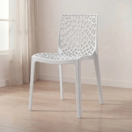 Cadeira de jantar Gruvyer com design contemporâneo e anatômico - Branco