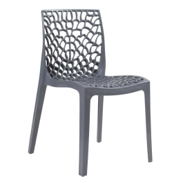 Cadeira de jantar Gruvyer com design contemporâneo e anatômico - Cinza escuro