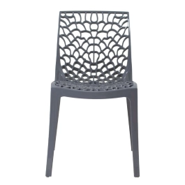 Cadeira de jantar Gruvyer com design contemporâneo e anatômico - Cinza escuro Cadeira de jantar Gruvyer com design contemporâneo e anatômico - Cinza escuro