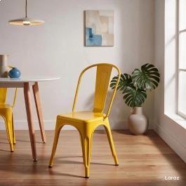 Cadeira de jantar Iron Tolix com design industrial – Amarelo